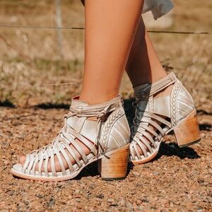Freebird by Steven Cream Strappy Ankle Booties